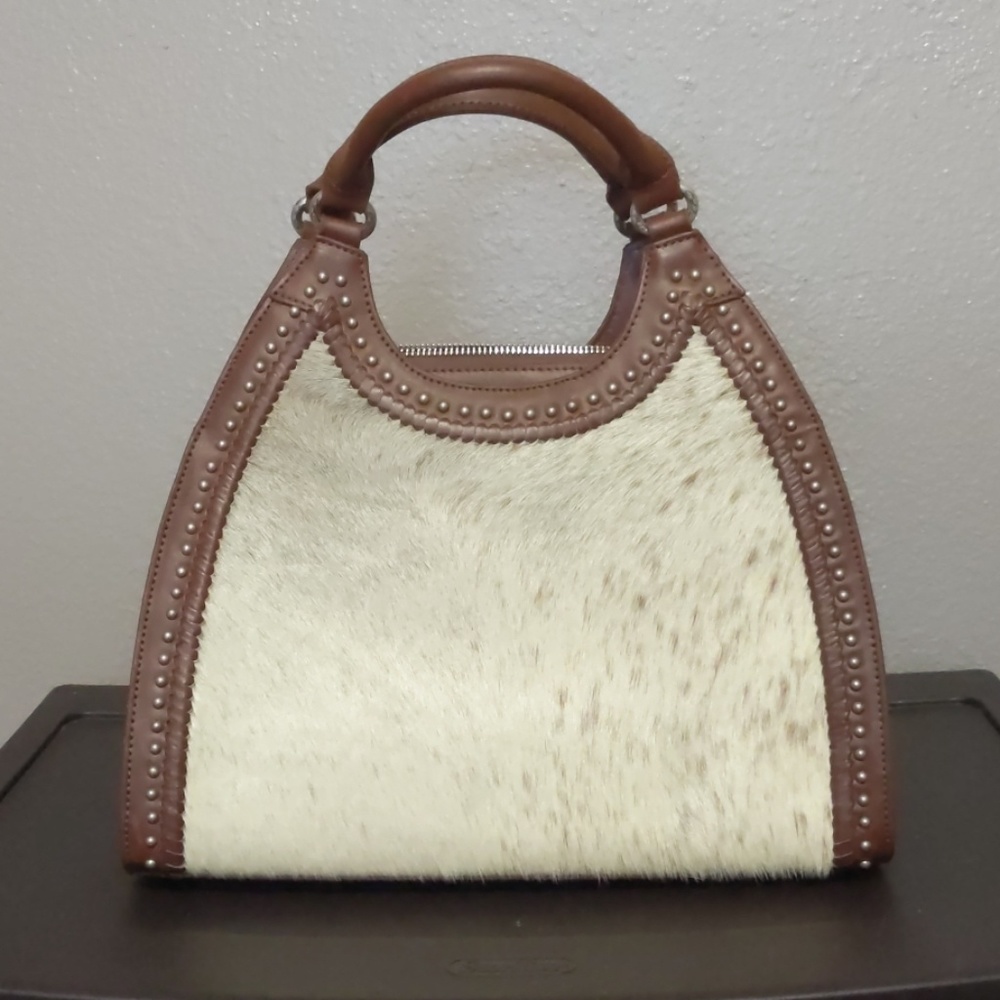 Delila: Brown Leather & Cowhide Purse
